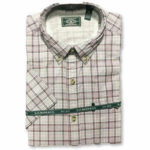 G.H. Bass & Co.. Men's Short Sleeve Madawaska Plaid Trail Shirt  Alloy Medium M